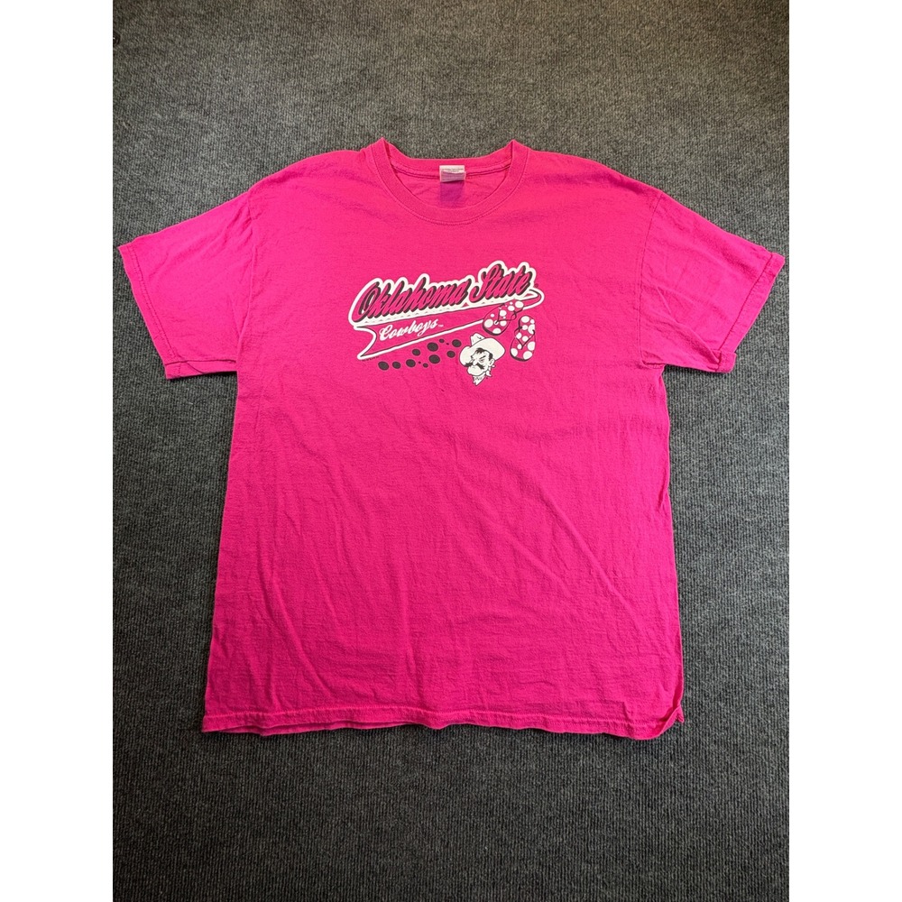 Gildan Oklahoma State Cowboys Pink Graphic T-Shirt Pistol Pete Mens Large